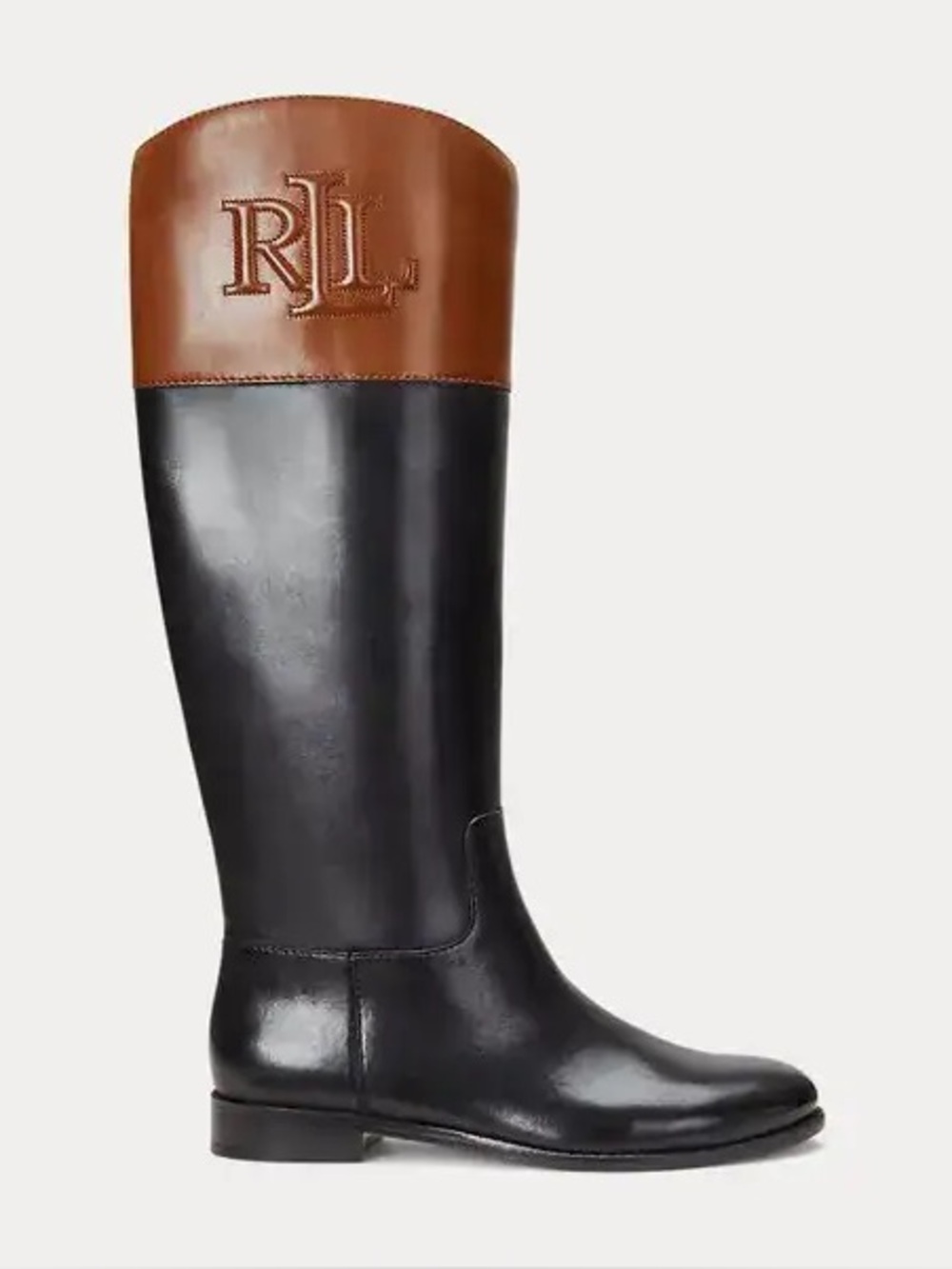 Ralph Lauren Justine Two-Tone Leather Riding Boot. Size 5.5 Women N12-20